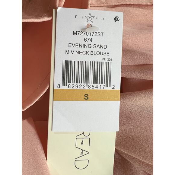 SINGLE THREAD TOP WOMEN'S SIZE SMALL LACE TRIM V NECK POPOVER BLOUSE PINK NEW - Picture 13 of 14